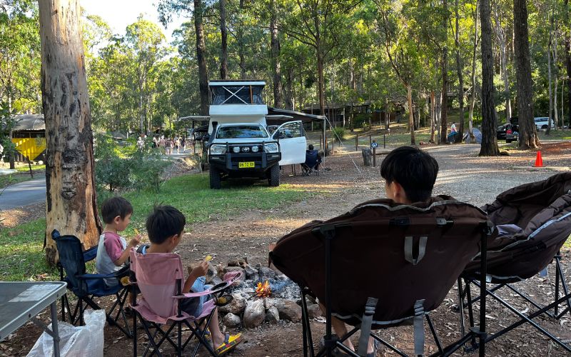 campingfootprint family at the campsite in mountain tamborine