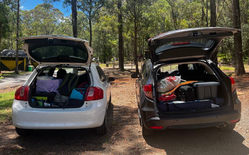 coming stuff packed in the cars